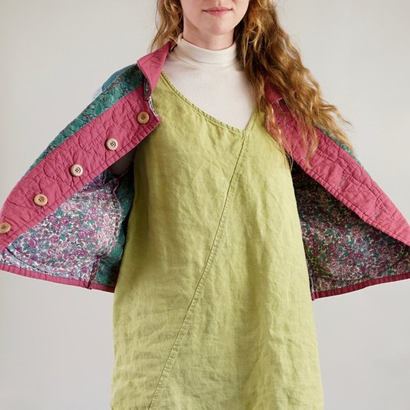 Hand Made Patchwork Quilt Jacket in Pink and Green - Picture 6 of 7